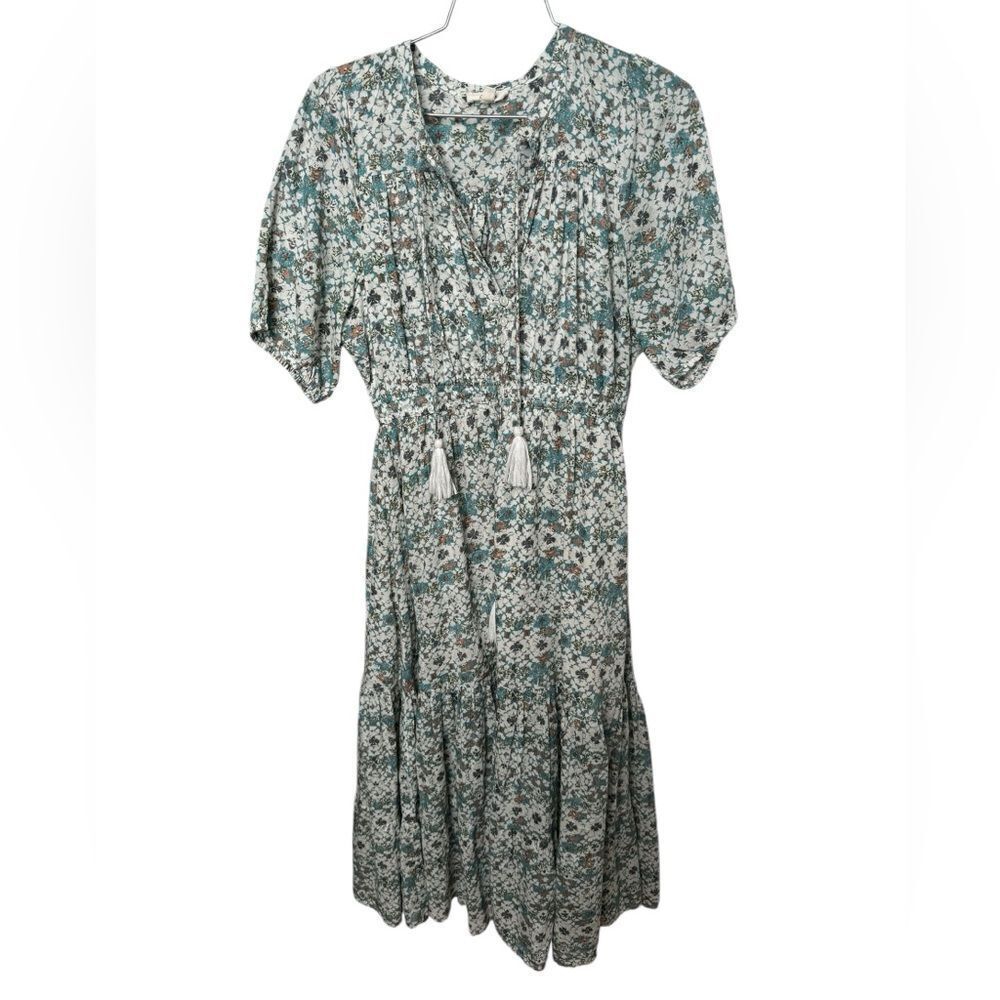 Elan Peasant Short Sleeve Midi Dress M